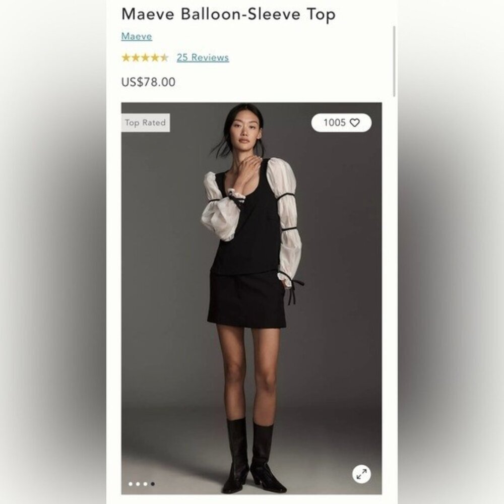 NWT Size XLP - Maeve Balloon-Sleeve Top (NWT US$ 78)